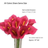 6 Bushes | 36 Pcs | 10" Fuchsia Burlap Calla Lily Flowers With Stems