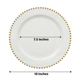 10 Pack | 10inch Clear / Gold Beaded Rim Disposable Dinner Plates