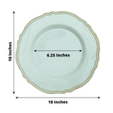 10 Pack | 10inch Jade / Gold Scalloped Rim Plastic Dinner Plates