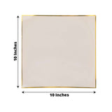 10 Pack | 10inch Taupe / Gold Concave Modern Square Plastic Dinner Plates Disposable Party Plates