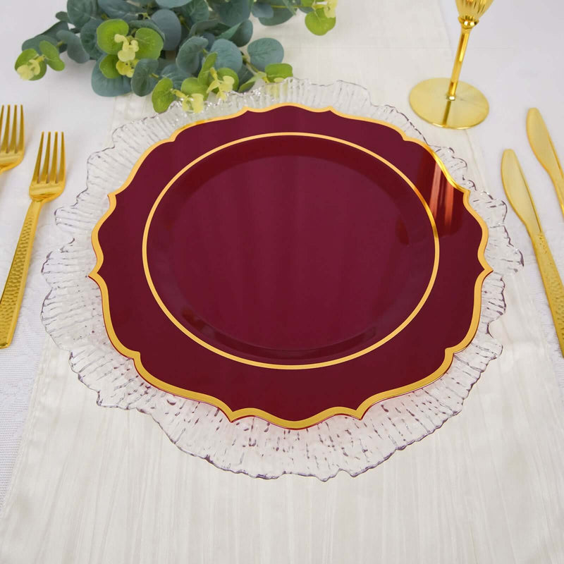 Gold Rim Burgundy Plates