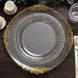 10 Pack | 10inch Clear Hammered Design Plastic Dinner Plates With Gold Rim