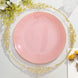 10 Pack | 10inch Glossy Dusty Rose Round Disposable Dinner Plates With Gold Rim