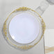 10 Pack | 10inch Glossy White Round Disposable Dinner Plates With Gold Rim