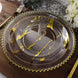 10 Pack | 10Inch Gold and Clear Marble Print Plastic Dinner Party Plates, Disposable Plates