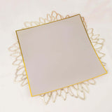 10 Pack | 10inch Taupe / Gold Concave Modern Square Plastic Dinner Plates Disposable Party Plates