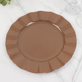 10 Pack 11inch Heavy Duty Large Disposable Dinner Plates with Gold Ruffled Rim, Coffee Brown Hard