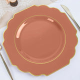 10 Pack 11inch Terracotta (Rust) Heavy Duty Disposable Baroque Dinner Plates