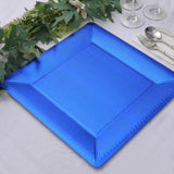 10 Pack | 13inch Royal Blue Textured Disposable Square Charger Plates