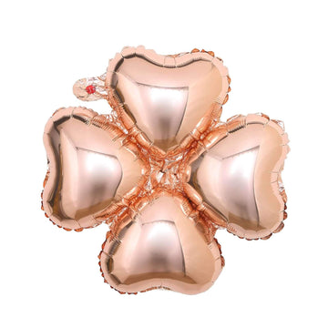 10 Pack 15" Rose Gold Four Leaf Clover Shaped Mylar Foil Balloons