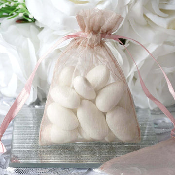 10 Pack 3"x4" Rose Quartz Organza Drawstring Wedding Party Favor Gift Bags - Clearance SALE