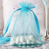 10 Pack | 5x7inch Turquoise Organza Drawstring Wedding Party Favor Gift Bags