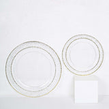 10 Pack | 7.5inch Clear Hammered Design Plastic Salad Plates With Gold Rim