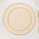 10 Pack 7.5" Ivory Gold Flair Rim Disposable Salad Plates, Round Plastic Dessert Appetizer Plates