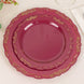 10 Pack | 7inch Burgundy With Gold Vintage Rim Disposable Salad Plates