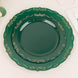 10 Pack | 7inch Hunter Emerald Green With Gold Vintage Rim Disposable Salad Plates