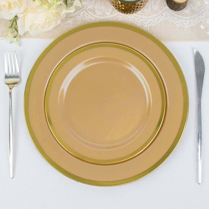 10 Pack | 7inch Regal Gold Round Plastic Dessert Plates