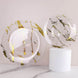 10 Pack | 8inch Gold and Clear Marble Plastic Appetizer Salad Plates