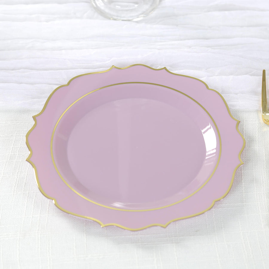 10 Pack Lavender Lilac Plastic Dessert Salad Plates, Disposable Tableware Round