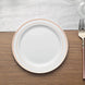 10 Pack | 8inch Très Chic Rose Gold Rim White Disposable Salad Plates, Plastic Appetizer Plates