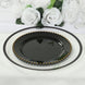 10 Pack 10inch Black Gold Beaded Rim Disposable Dinner Plates, Round Plastic Party Plates