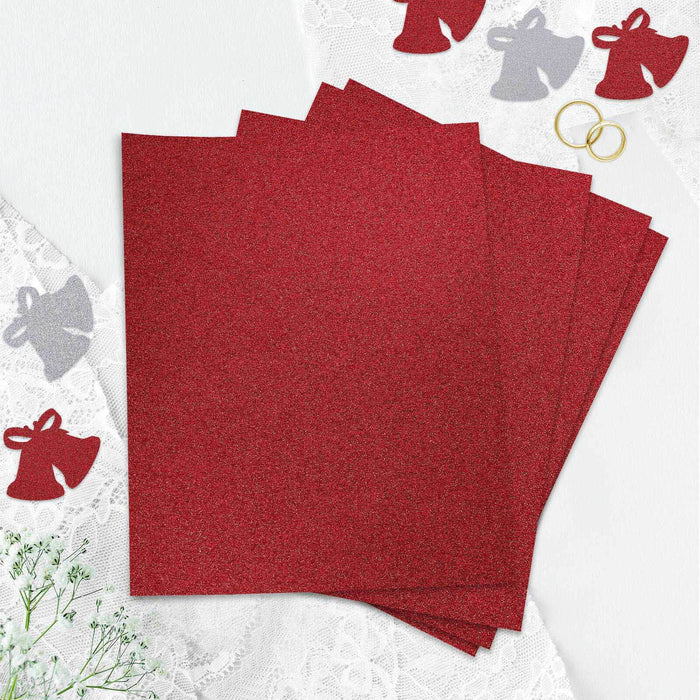 10 Pack | Burgundy Self-Adhesive Glitter DIY Craft Foam Sheets - 12x10inch