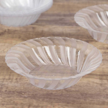 10-Pack Hard Plastic Fruit Bowls Clear Flared Design - Durable Disposable Bowls for Desserts 5oz