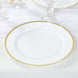 10 Pack White Economy Plastic Charger Plates With Gold Rim, 12inch Round Dinner Chargers