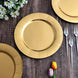 Gold Disposable 13inch Charger Plates, Cardboard Serving Tray, Round with Leathery Texture