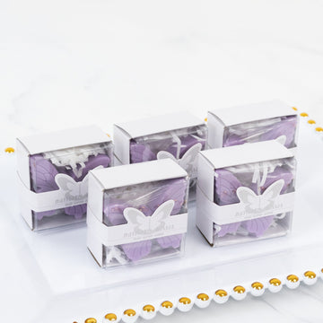 10 Pack Lavender Butterfly Unscented Soap Baby Shower Favors with Gift Boxes, Pre-Packed Bridal Shower Wedding Souvenirs - 2"