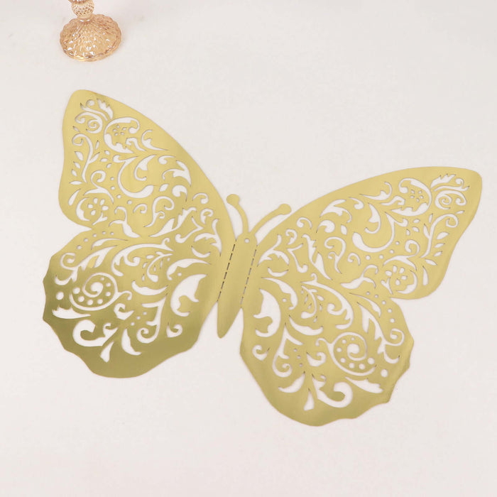 10 Pack Metallic Gold Foil Jumbo 3D Butterfly Wall Stickers, Disposable Paper Charger