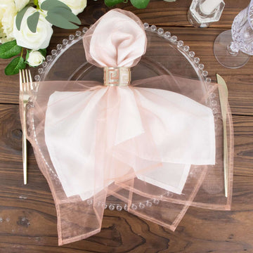 10 Pack Organza 23"x23" Napkins Dusty Rose - Sheer Cloth Napkins