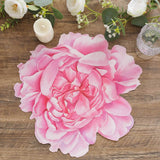 10 Pack Pink Peony Flower Disposable Table Mats, 14" Cardboard Paper Floral Placemats - 400GSM