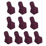 10 Pack Burgundy Polyester Banquet Chair Covers, Reusable Stain Resistant Slip On Chair#whtbkgd