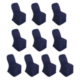 10 Pack Navy Blue Polyester Banquet Chair Covers, Reusable Stain Resistant Slip On Chair#whtbkgd