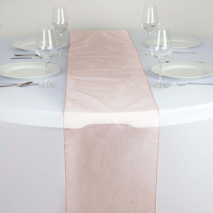 14x108inch Dusty Rose Organza Runner For Table Top Wedding Catering Party Decoration#whtbkgd