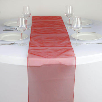 10 Pack Sheer Organza 14"x108" Table Runners Terracotta - Soft and Lightweight Table Accent