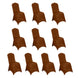 10 Pack Cinnamon Brown Spandex Fitted Banquet Chair Covers, Reusable Stretched Slip On Chair Covers