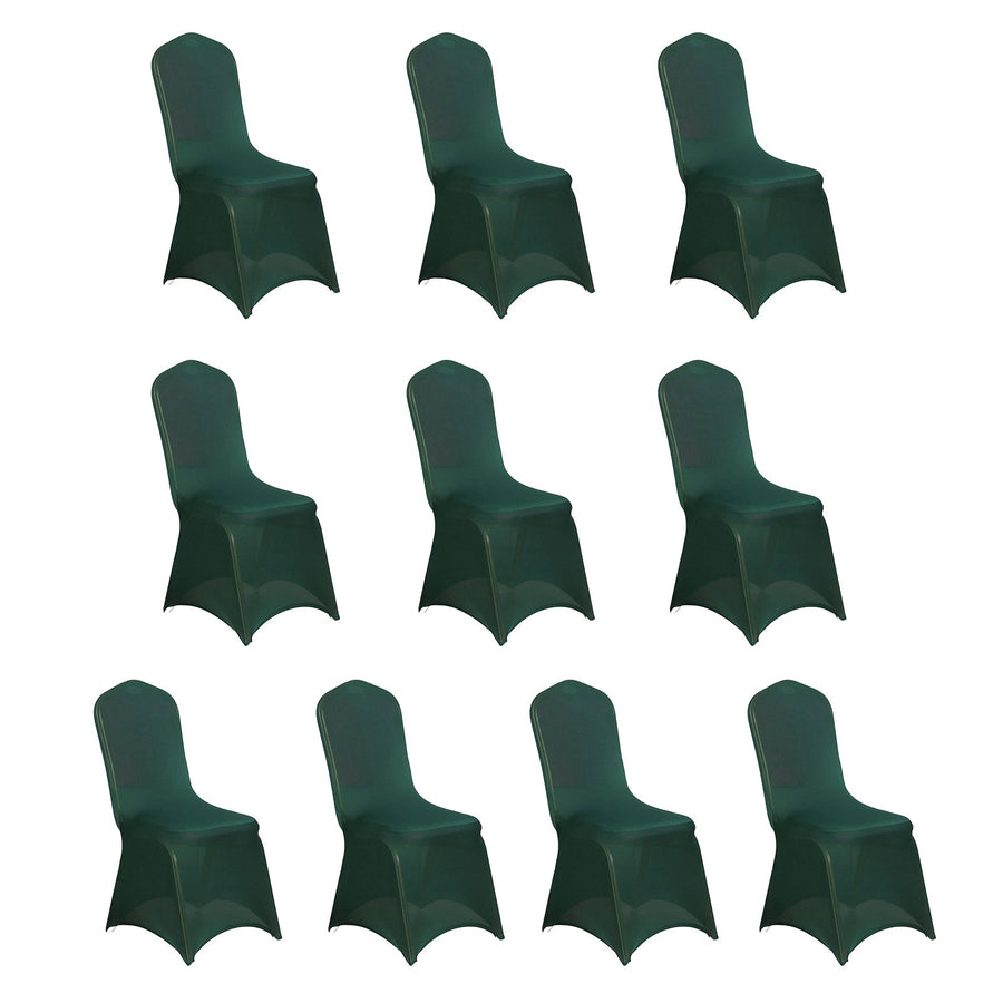 10 Pack Hunter Emerald Green Spandex Fitted Banquet Chair Covers