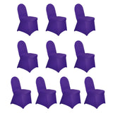 10 Pack Purple Spandex Fitted Banquet Chair Covers, Reusable Stretched Slip On Chair Covers