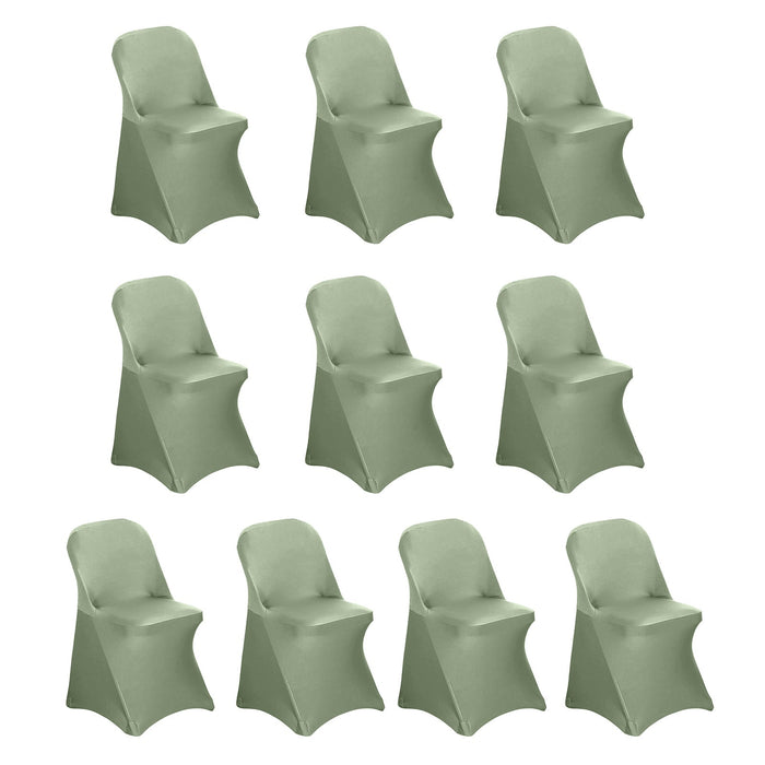 10 Pack Dusty Sage Green Spandex Folding Slip On Chair Covers, Stretch Fitted Chair Covers - 160 GSM