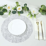 10 Pack Metallic Silver Glitter Mesh Round Table Mats, 13inch Polyester Dining Placemats