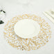 10 Pack White Mesh Organza Dining Table Mats Gold Foil Leaf Vines, Floral Round Placemats - 13inch