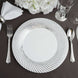 10 Pack | 9inch White / Silver Swirl Rim Plastic Dinner Plates, Round Disposable Party Plates