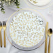 10 Pack White Round Plastic Party Plates with Gold Leaf Design, 