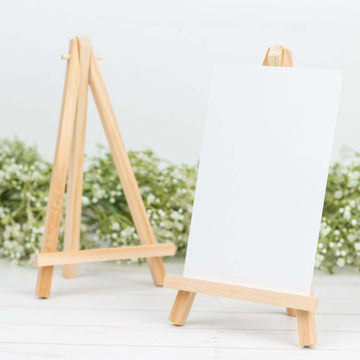 10-Pack Wooden Display Easel Stands DIY Small Design Natural - Rustic Place Card Table Number Holders 7"