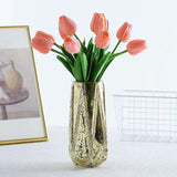 10 Stems | 13inch Coral Real Touch Artificial Foam Tulip Flower Bouquets