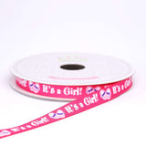 10 Yards 3/8" Pink Printed Grosgrain Ribbon