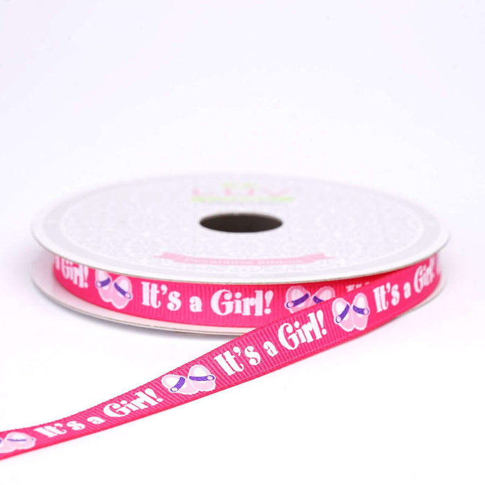 10 Yards 3/8" Pink Printed Grosgrain Ribbon