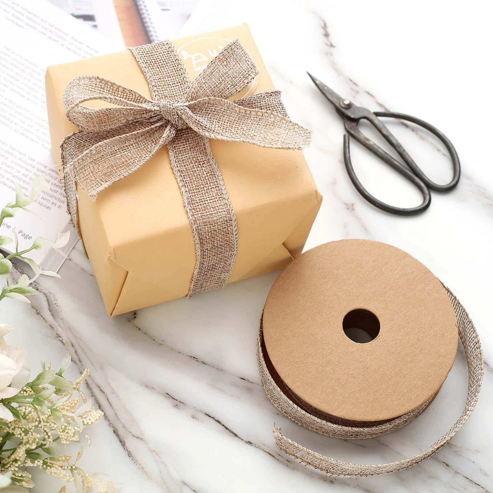 10 Yards 7/8" Natural Tone Jute Burlap Ribbons